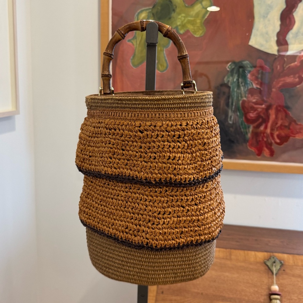 Viamailbag Bonsai Fan Raffia Honey Top Handle Bag